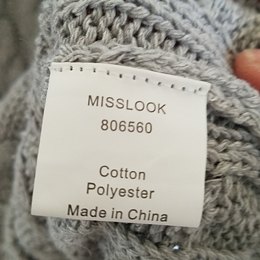 Chunky gray cotton/polyester cardigan - Picture 3 of 4